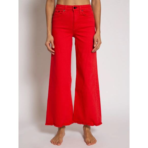 ASKK NY High Rise Wide Leg Jeans in Blazin Red Size 31 - Picture 1 of 14